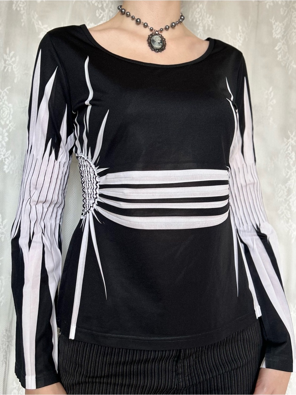 Vintage Whimsygoth Black & White Top - Picture 2 of 6